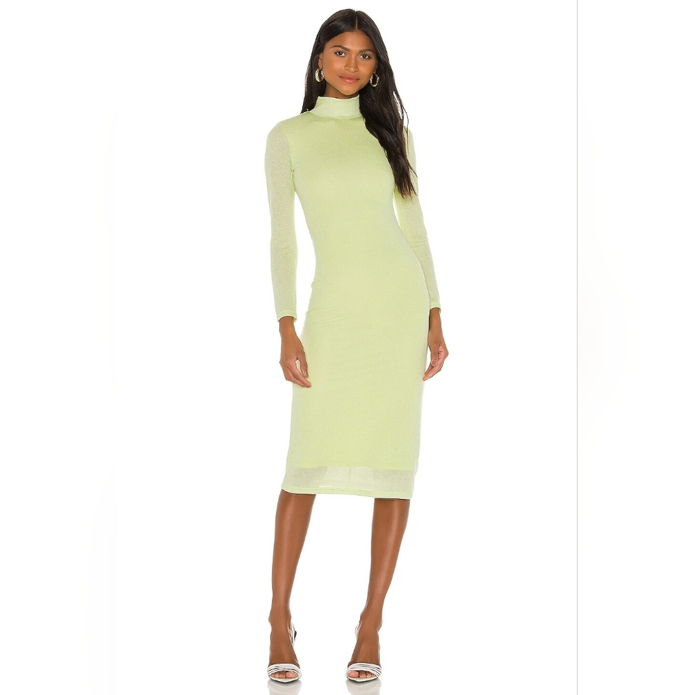Lovers + Friends Stretch Bodycon Lime Green Midi Dress